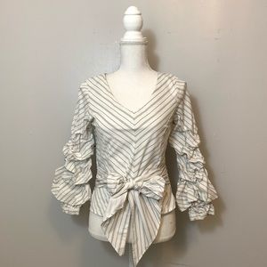 Jane & Delancey Stripe Flared Sleeve Blouse